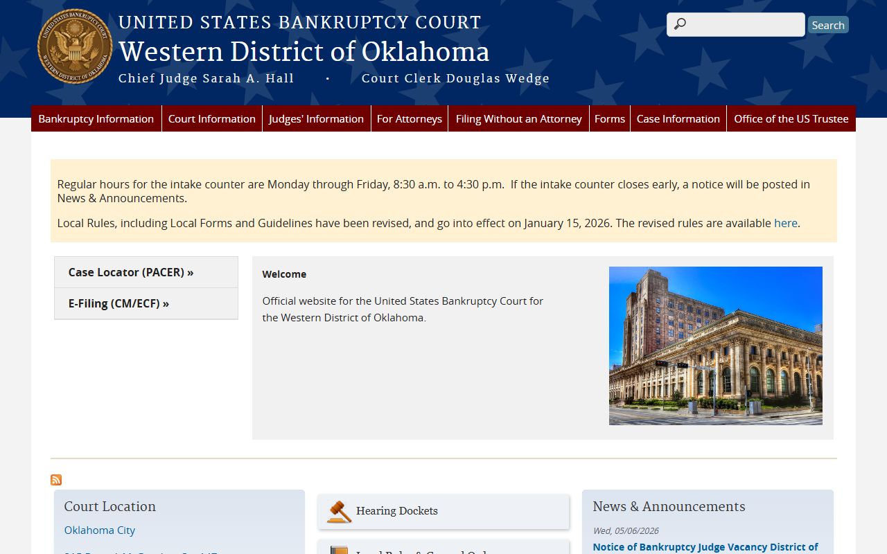 Kiowa County bankruptcy court resource for the Western District of Oklahoma